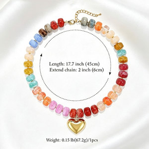 Collar de corazón de resina colorido para mujer, gargantilla con cuentas a la moda, accesorio de joyería para fiesta - Product Image 3