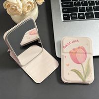 Miroir de maquillage pliable avec logo personnalisé, miroir de vanité portable HD argenté pour bureau et dortoir
