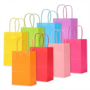 Sac en papier d'achat recyclable multicolores en gros KM 31*11.5*42cm avec poignées - Product Image 2