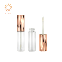 Contenant cosmétique personnalisé pour brillant à lèvres et rouge à lèvres liquide, en plastique cylindrique or rose, 5,5 ml, avec bouchon fileté, marque privée, OEM/ODM