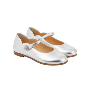 CHOOZII-zapatos clásicos de alta gama para niños, calzado de boda de cuero metálico plateado, Mary Jane - Product Image 1