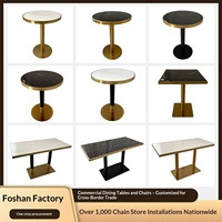 Ensemble de mobilier de restaurant en marbre de luxe léger pour salons de thé et cafés – Chaises et tables de salle à manger commerciales