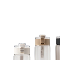 Bouteille d'eau en PC résistante à la chaleur, gourde portable en plastique, tasse dégradée givrée avec sangle de transport, logo personnalisé