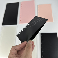 Enveloppes à monnaie A6 A7 roses givrées noires en PP, à chargement latéral, sans fermeture éclair, pour feuilles mobiles, 6 trous, pochettes pour budget de trésorerie