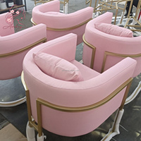 Chaise de salon de manucure moderne avec cadre doré en cuir PU, base en forme de U, confortable, éponge haute densité, mobilier de salon de beauté