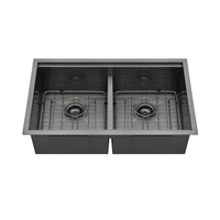 Cuisine Moderne Double Bols Nano Fini SUS/304 Évier Sous Plan Avec Accessoires