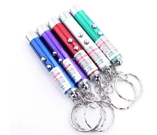 QbellPet Custom 2 in 1 Cat Pet Interactive Toy Red Laser Light LED Pointer Pen Toys Mini Flashlight Torch Keyring Keychain
