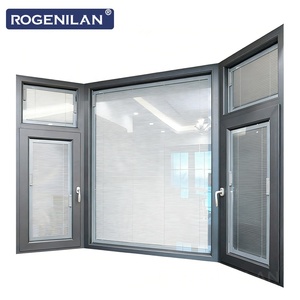 Fenêtre <span class=keywords><strong>fixe</strong></span> en aluminium et verre de style américain Rogenilan, résistante aux ouragans, avec double vitrage trempé et double fenêtre à battants - Product Image 5