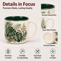 Vente en gros d'usine, tasse en céramique à large ouverture de 14,5 oz, grande capacité, tasse à café pour le thé au lait