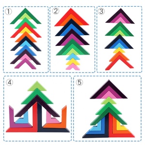 Commercio all'ingrosso arcobaleno in legno Stacking blocco Set di giocattoli in legno per bambini arcobaleno blocchi <span class=keywords><strong>geometrici</strong></span> arcobaleno - Product Image 4