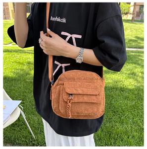 Hot Sale Corduroy Messenger Bags Fashion Solid Color Women's Adjustable <b>Strap</b> Campus Style <b>Shoulder</b> Crossbody Sling Bags - Product Image 3