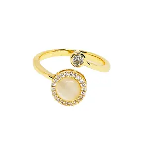 Gostar Jewelry anelli in acciaio inossidabile Infinity Wedding Set Round Cubic zircone Wedding Sets Halo anelli di fidanzamento per le donne Bridal