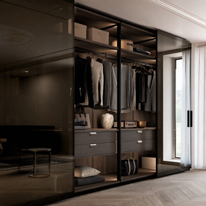Armoire <span class=keywords><strong>de</strong></span> chambre à coucher en bois pliable intégrée et organisateurs <span class=keywords><strong>de</strong></span> placards modulaires <span class=keywords><strong>sur</strong></span> <span class=keywords><strong>mesure</strong></span> au design moderne pour villas, hôtels et projets résidentiels - Product Image 1