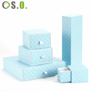 Diamond Texture Light Blue Paper <b>Jewelry</b> Box Set Multi Sizes <b>Jewelry</b> <b>Packaging</b> Box For Retail Shop Bulk Order - Product Image 5