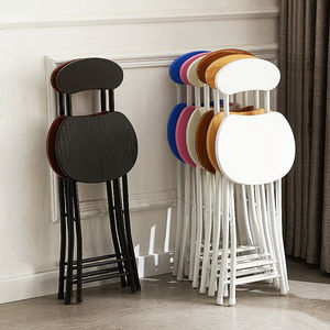 Folding Stool With Backrest Metal <b>Frame</b> Minimalist Design For Home Office Student Dormitory Chair <b>Multiple</b> Colors Available - Product Image 1