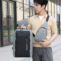 Nuevo bolso de pecho, Juego de 3 Uds., bolso de hombro, mochila de negocios de tela Oxford con USB, mochila para ordenador de 16 pulgadas