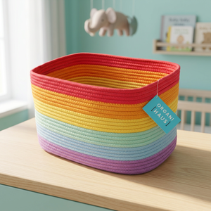 <b>Rectangular</b> Rope <b>Storage</b> <b>Basket</b> Rainbow Colorful Multi-Purpose Eco-Friendly - Product Image 2