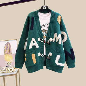 Maglione con logo personalizzato maglione Casual cappotto maglione spesso stile <span class=keywords><strong>oversize</strong></span> <span class=keywords><strong>Cardigan</strong></span> da <span class=keywords><strong>donna</strong></span> con bottone corno - Product Image 4