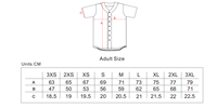 Jersey Baseball Sublimasi Custom Kancing Penuh Garis-garis Putih Raglan Hitam