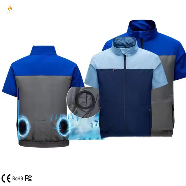 Unisex Short Sleeve Ice Cooling Jacket USB Charging Fan Polyester Material Work Fashion Outdoor Electrician S-4XL Made China