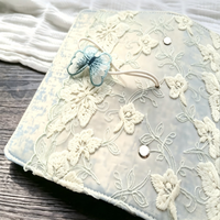 Carnet personnalisé en dentelle papillon, couverture en tissu vintage, rechargeable, A5 A6 A7, cadeau pour fille