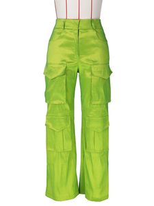 Pantalons <span class=keywords><strong>cargo</strong></span> pour femmes en similicuir vert PU, taille haute, multipoches, jambe droite, longs, nouveauté 2023 - Product Image 5