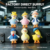 Porte-clés personnalisé en PVC souple 3D en forme de canard de dessin animé, vente en gros, porte-clés mignon en forme d'animal, cadeau promotionnel, OEM ODM