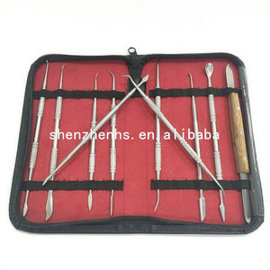 Paslanmaz çelik diş balmumu oyma araçları balmumu oymacı oyma 10 adet Set cerrahi diş heykel bıçak enstrüman kiti ile kılıf - Product Image 3