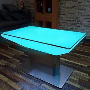Paslanmaz çelik LED çubuk masalar 16 renk değişimi parlayan bar masa parti gece kulübü masa için dış mekan mobilyası su geçirmez