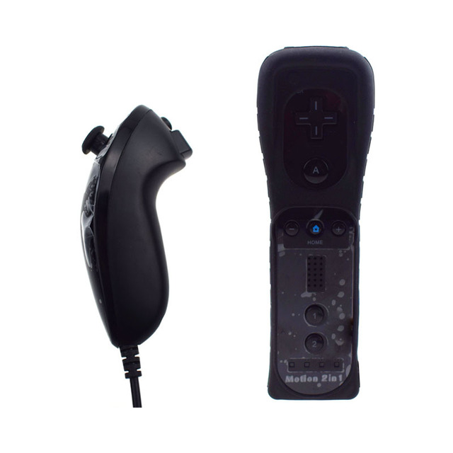 2 in 1 for Wii Nunchuck & Joystick Remote Controller with Motion Plus Game Wheel Steering X3 Model