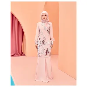 SIPO 2023 Muslim Women Eid Ramadan Baju Kurung Indonesia Dress Breastfeeding Zip On Side Fully Lining Kurung Chiffon