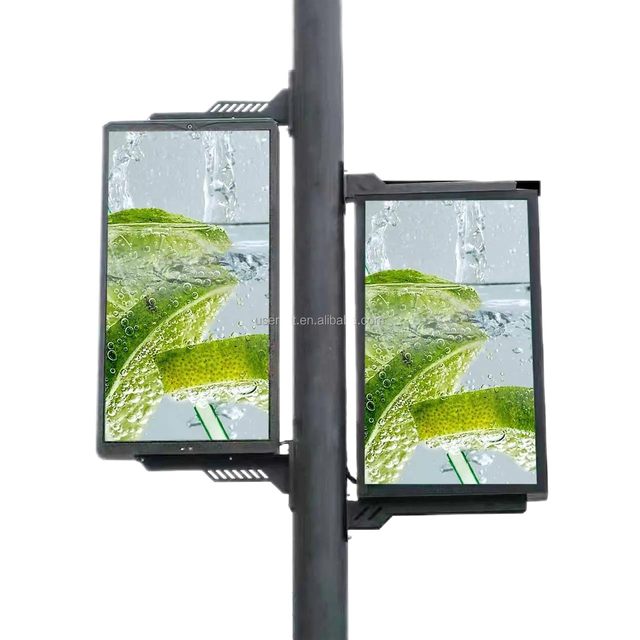 Waterproof Outdoor LED Street Light Pole Display Double Sided LED Road Advertising Screen for Smart City