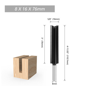 Straight Cut Carbide Tipped Router Bits 8mm Shank Woodworking Milling Cutter Black Coated Durable For Wood Cutting - Product Image 5