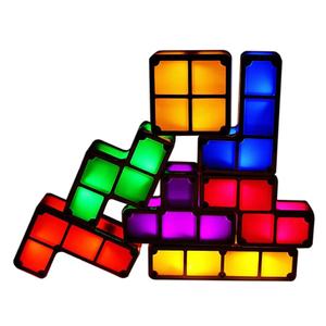 Cadeau idéal 7 couleurs bricolage empilable LED 3D Puzzles veilleuse, lampe de nuit à induction pour enfants - Product Image 1