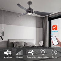 Ventilateur de plafond LED de 52 pouces avec lumière, 3 pales en ABS, télécommande à intensité variable, ventilateur de plafond moderne pour chambre à coucher