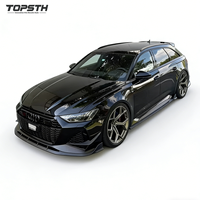 Kit de Carrocería para Audi RS6 C8 RS7, Fibra de Carbono, Estilo P, Alerón Delantero, Faldones Laterales, Difusor Trasero, Accesorios para Automóviles