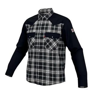 Chemise de soudage et de découpe antistatique tendance, respirante, ignifuge, en coton FRC, ATPV 8.5 <span class=keywords><strong>CAL</strong></span>, motif rayé et manches noires, vente chaude - Product Image 2