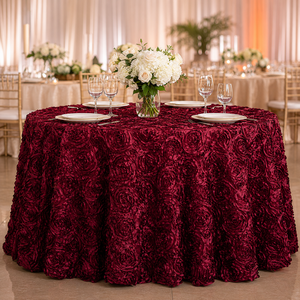 Custom Size 3D Rosette <b>Tablecloth</b> Raised Floral Table Linen for Banquet Hall Project Orders - Product Image 1