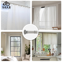 Juego de Barra de Cortina Larga Moderna Ajustable Sin Perforaciones - Diseño Metálico Elegante para Decoración del Hogar, Baño, Ducha, Cocina y Almacenamiento