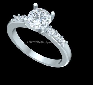 Bague solitaire en diamant de laboratoire de coupe ronde Simple élégant cadeau de fiançailles et d'anniversaire en or pour elle pour le mariage - Product Image 2