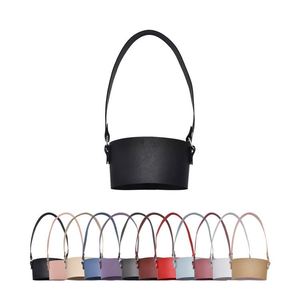 Pu Leather Coffee Sleeve Custom Adjustable <b>Reusable</b> Milk Tea Tumbler <b>Cup</b> Holder Bag With Logo - Product Image 2