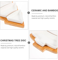 Plat de service en céramique de Noël plateau d'apéritif amovible plateau à Dessert assiette en porcelaine avec plateau en bambou pour la fête de mariage