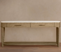 Meubles de salon modernes personnalisés en couleur, table console en bois massif, table d'entrée avec plateau en marbre