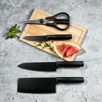 Ensemble de 5 couteaux de cuisine en acier inoxydable à haute teneur en carbone, lames antiadhésives avec manche en plastique, couteau de chef écologique