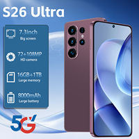 Smartphone S26 Ultra UK 7,3 pouces 90Hz Android 15 16 Go 1 To 108 MP 8800 mAh Deca Core 5G Double SIM Carte TF Face ID GPS Cadre Métallique