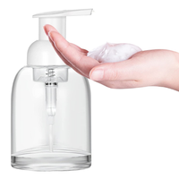 250ml 350ml Épais Fond Rond Clair Lavage À La Main Moussant Pompe Bouteille En Verre Avec Pompe En Plastique Rechargeable Liquide pour les Mains Distributeur de Savon