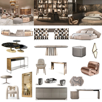 Fauteuil individuel moderne haut de gamme en tissu de luxe avec détails rivetés, base dorée, mobilier design pour salon et villa