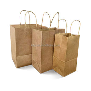 Sacs en papier kraft brun personnalisés avec logo, qualité alimentaire, avec poignées, sacs promotionnels écologiques pour café, impression flexo - Product Image 3