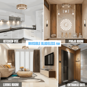 Ventilateur de plafond élégant et discret avec technologie de ventilation silencieuse, lumière LED, refroidissement sûr pour cuisine, salon et intérieurs modernes - Product Image 5