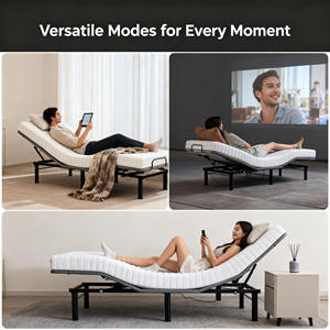 מסגרת מיטה מודרנית גדולה מברזל בסיטונאות |   מתכוונן עם שלט אלחוטי |   ידידותי לסביבה |   בית ספר לחדרי שינה מבד פשתן אפור - Product Image 3